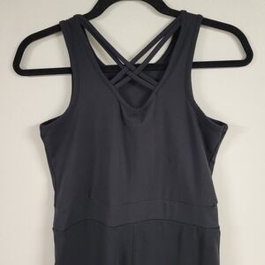 We Wander Black Athleisure Strappy Back Athletic Jumpsuit Girls L 12-14 Pockets